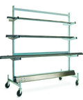 Heavy Duty Steel Pipe Storage Rack With Locking Brakes And Angled Arms Holds 1200 Lbs Securely, 63x30 inches, multi-tier design for long materials.