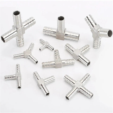 Rugged 304 Stainless Steel Hose Tail Connectors 6mm to 12mm T Type And Y Type Pipe Fitting Tail Connector 50mm Tee