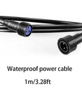 Tough As Nails Ip65 Waterproof Power Extension Cord With Three Pin Connectors For Outdoor Stage Lighting Par Lamps And Rigging Runs One Meter AWG Wire No Sweat Setup, showing connectors and cable length of 1m.