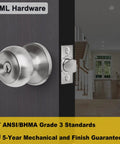 Two Pack Entry Door Knob Set With Keyed Different Locks In Solid Stainless Steel Round Ball Handle For Exterior And Interior Doors