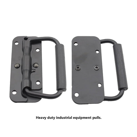 Two Pack Spring Loaded Pull Handles For Chests And Trunks Surface Mount With Rubber Grip Heavy Duty Hardware for Storage Boxes