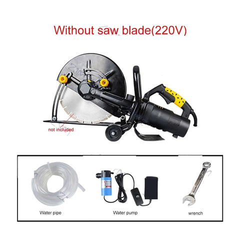 No Sweat Electric Circular Saw Delivers Badass 6800 Watt Cutting Power With Adjustable Angle For Wood Metal Stone And Tile Multi Function Portable Diy Project Tool Without Blade showing body and included accessories.