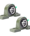 Heavy Hitter Cast Iron Pillow Block Bearing Kit Featuring Dual Bolt Flange Housing And Compact Two Hole Design For Cramped Workspaces And Daily Factory Production Lines, green cast iron design.