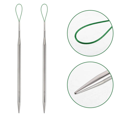 5-Piece Drawstring Threader Tool Set For Sewing, Portable Steel Elastic Band Threader With Big Eye Needle, Fast, Easy Threading For Bags, Hoodies, Jackets, Pants, And Elastic Waistbands, steel loop tool close-up