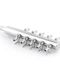Stainless Steel Aquarium 10 Way Inline Manifold Air Tubing Splitter Lever Control Valve Straight Up Game Changer For Smooth Fish Tank Flow No Sweat Setup Today, showing the valve with multiple outlets.