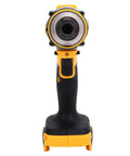 High Torque Cordless Drill With Brushless Motor And 100Nm Output For Home Improvement Projects handheld front view with yellow design.