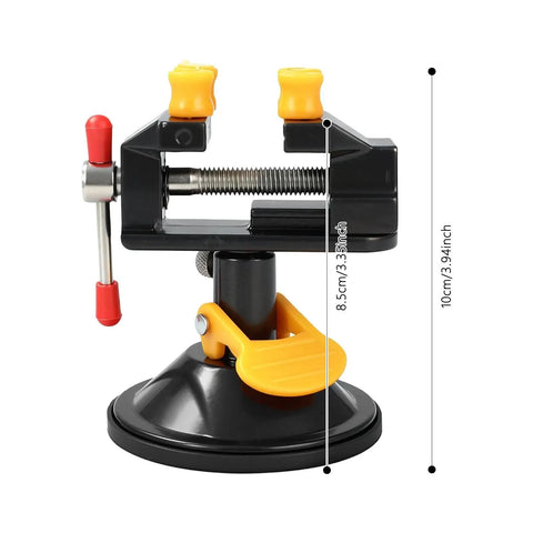 Mini Suction Vise Clamp Aluminum Alloy With Vacuum Base Pro Grade 180 Degree Rotating Bench Clamp Tool For Electronics Precision Holding Lightweight Durable And Rust Resistant, 10cm tall