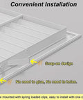 Close-up of Professional Grade Return Air Grille with snap-on design, featuring easy installation clips and gray finish.