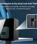 All Weather EV Charger Cover With Lockable Outdoor Charging Station Enclosure And Heavy Duty Metal Shield For Wall Mounted Electric Vehicle System showcasing dual lock security features.