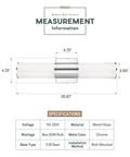Specifications and measurements of Two Light Vanity Lights With Milk Glass Shade In Chrome Finish Up And Down Wall Sconces.