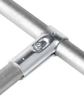 Fanmao 8 Sets T Pipe Connectors Tee Clamps for 1" EMT showing electro-galvanized steel finish on structural pipe fitting