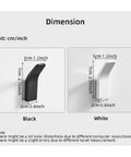 Dimensions of Heavy Duty Punch Free Wall Mounted Coat Hooks Premium Aluminum Alloy Build in black and white, measuring 7cm x 3cm.