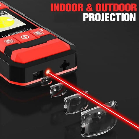 Slick Big Time Portable Wall Scanner And Rechargeable Stud Finder With Laser Marking, showing red housing and laser projection.