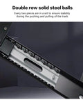 Heavy Duty Hidden Door Hinges With Double Row Ball Bearings For A Knockout Smooth Roll Built Tough Using Raw Cold Rolled Steel close-up of double row solid steel balls for hinge stability.