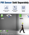PIR sensor compatibility and detection range for Adjustable Wattage High Bay LED Shop Light 4FT 2 Pack