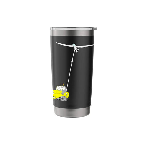 Winch Launch Glider Lover Insulated Stainless Steel Tumbler for Sailplane Fans with glider design on black finish