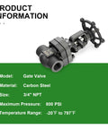 Forged Carbon Steel Gate Valve Three Quarters Inch NPT Female Rotary Sluice Valve With Wheel Handle