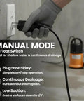 Powerful Submersible Water Pump With 25 Ft Hose Kit And 25 Ft Power Cord One And A Half HP 4000 GPH High Flow Utility Pump plugged in