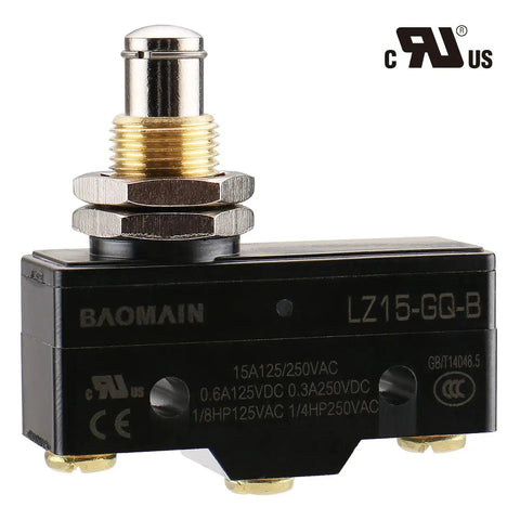 General Purpose Micro Switch With Panel Mount Plunger, Momentary SPDT 1NO 1NC, Screw Terminals, 15A Rated At 125/250/480VAC