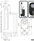 Heavy Duty 12V Electric Linear Actuator With Rock Solid 12000N Push Pull Force And Fully IP67 Waterproof Rating For Reliable 304 Stainless Steel Automation Built Like A Tank dimensions technical drawing with side and bottom views.