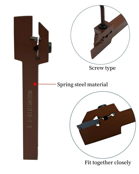 Beefed-Up Lathe Grooving Cut Off Parting Tool Holder With Three Eighths Inch Shank, MGEHR1010-1.5, spring steel material