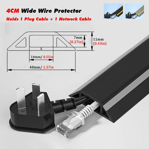 Heavy Duty Floor Cable Management Protector Tubing for Home Gym and Warehouse Cords with plug and network cable connection