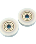 10 Piece U Groove Nylon Pulley Wheel With Precision Ball Bearings 12 By 60 By 14 Millimeter Track Guide Roller view showing two wheels with steel ball bearings.