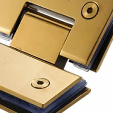 Heavy Duty 135 Degree Glass Door Hinge With Dope Brushed Gold Finish And Rust Resistant 304 Stainless Steel close-up detail