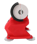 No Nonsense Cordless Bench Grinder Packing 5500 RPM And 70mm Dual Wheels, showing 70mm grinding wheel on red frame.