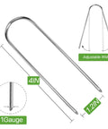 Dimensions and features of 4 Inch 40 Pack 11 Gauge U Shape Garden Stakes Set For Drip Irrigation Lines And Tubing Hoses Heavy Duty Galvanized Landscape Staples For Lawns Weed Barriers Landscape Fabrics And Floor Mats
