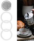 Replacement Filter And Three Silicone Gasket Seals For Aluminum Moka Pot And Stovetop Espresso Makers Included Stainless Steel