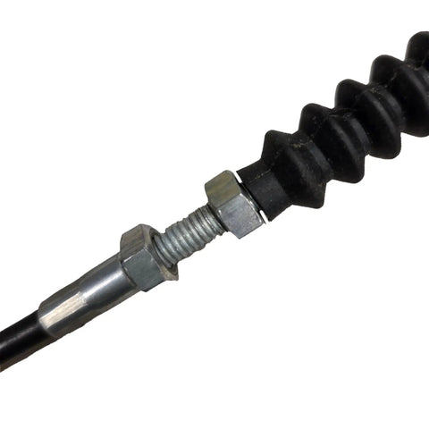 Close-up of Heavy Duty Golf Cart Throttle Cable Replacement Compatible With Yamaha Drive Gas G29 Models 2007 Through 2016, showing metal and rubber components.
