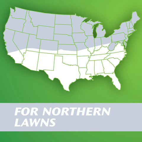 Map highlighting regions in the USA suitable for Boost Your Lawn Game Fast Quick Fix Grass Seed Mix for northern lawns.