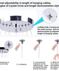 Close-up of adjustable hanging cables on Lit Three Ring LED Chandelier With Changeable Color Temperature fixture.