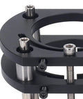 Pro Level 4 Jaw Router Table Insert Plate Dead Serious Aluminum Build close-up showing height adjustment crank and clamps.