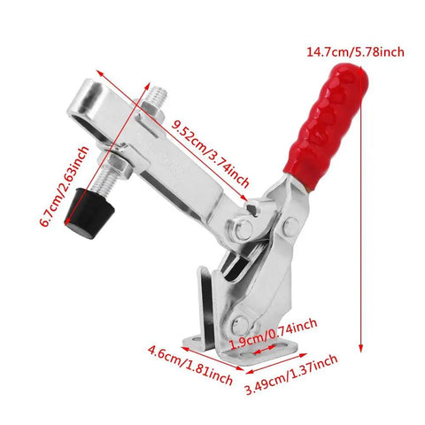 Beefy Lever Clamp Quick Release 500 Lbs Heavy Duty Clamp For Metalworking And Parts Clamping 227Kg Capacity Easy Install Four Flat Double Rocker Design For Stable Support, red handle