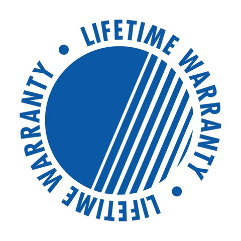 Lifetime Warranty logo in blue with circular design, part of Super Junior Bench Vise 4 Inch Jaw Width With Two And Quarter Inch Opening And Two Inch Throat Rotates Forty Five Degrees Left Or Right Enclosed Design With Replaceable Grooved Top Jaws And Double Lockdowns For Stable Operation.