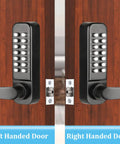 Keyless Entry Door Lock With Mechanical Keypad And Handle, Weatherproof Digital Combination Front Door Lock Set for Left and Right Hand Install on Wooden Doors