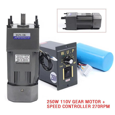 Heavy Duty Variable Speed Gear Motor For Garage Builds 110 Volt 120 Watt Single Phase Ac Unit With Quick Twist Controller and gear motor setup.