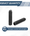 Heavy Duty Hex Socket Ball Plungers M6 X 25mm Thread 10 Pack High Carbon Steel Spring Loaded Assembly displayed with two pieces