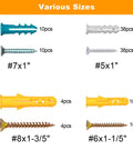 Various sizes of Plastic Drywall Anchors and Screw Assortment Kit Featuring Four Essential Sizes for Dead Nuts Secure Mounting.