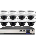 10X Optical Zoom 5MP PTZ Dome Camera System With 4K 8CH NVR Kit Featuring PoE IP Plug And Play Assembly viewed from the front on a black base.