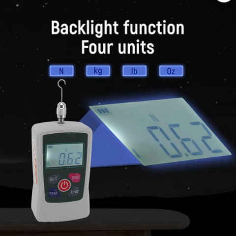 Knockout Precision Digital Force Gauge Featuring Rock Solid Built In Sensor Handheld Push Pull Meter with backlit display