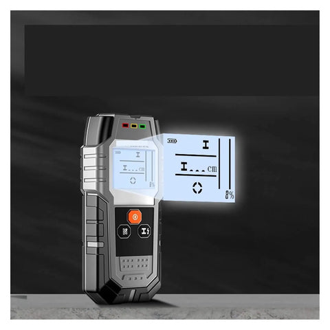 Game Changer Wall Scanner And Upgraded Stud Finder With Integrated Rebar Locator Plus Metal Wire Detector screen display showing measurements.