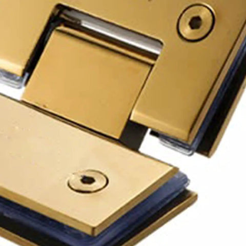 Heavy Duty Brushed Gold Shower Door Hinges With Double Pivot Design And Anti Slip Gasket built tough as nails from 304 stainless steel close-up.