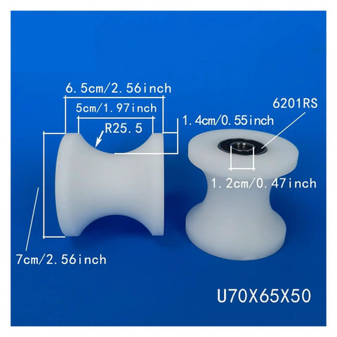 Built Tough Heavy Duty Nylon Sliding Door Track Rollers For Super Smooth Glide Reliable Fence Gate Track Wheels That Hold Up Real Well For Indoor Outdoor Use Four Pack Deal shown in sizes and dimensions.