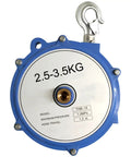 Retractable Spring Balancer Tool Holder With 1.3m Reach, Hook, And Air Tube Adjustable Suspension For Assembly Lines Blue Keeps Tools Off The Floor, Reduces Fatigue, And Boosts Productivity, 2.5-3.5kg Capacity, blue metal reel with hook