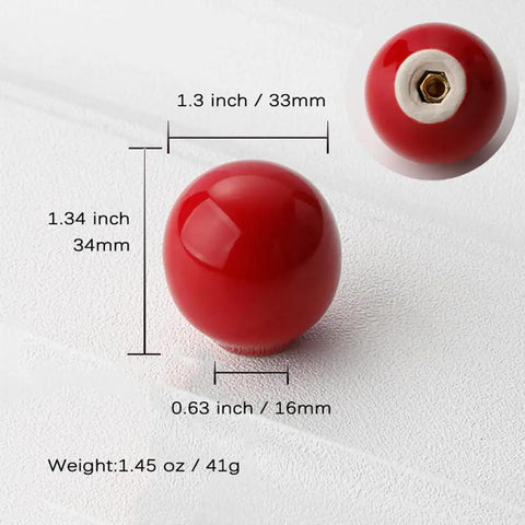 Bold Red Ceramic Dresser Knobs Six Pack Smooth Drawer Pulls Snag And Go Install For Kid Rooms Kitchen Or Bath Cabinet Refresh That Brings Instant Room Glow Up To Your Living Space, 1.3 inch spherical design.