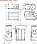 Technical drawing of Beefy Torque 24V Robot Servo Motor With 180 Degree Swing And 185 Kg Cm Peak Torque Steel Gear Digital Steering.