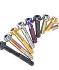 Premium Titanium Flange Bolts Torx Drive M10 X 60mm Motorcycle Hardware in various colors and finishes.